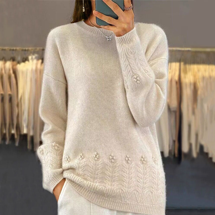 Darcelle | Pull femme en maille douce – manches longues, col rond, pull élégant automne-hiver