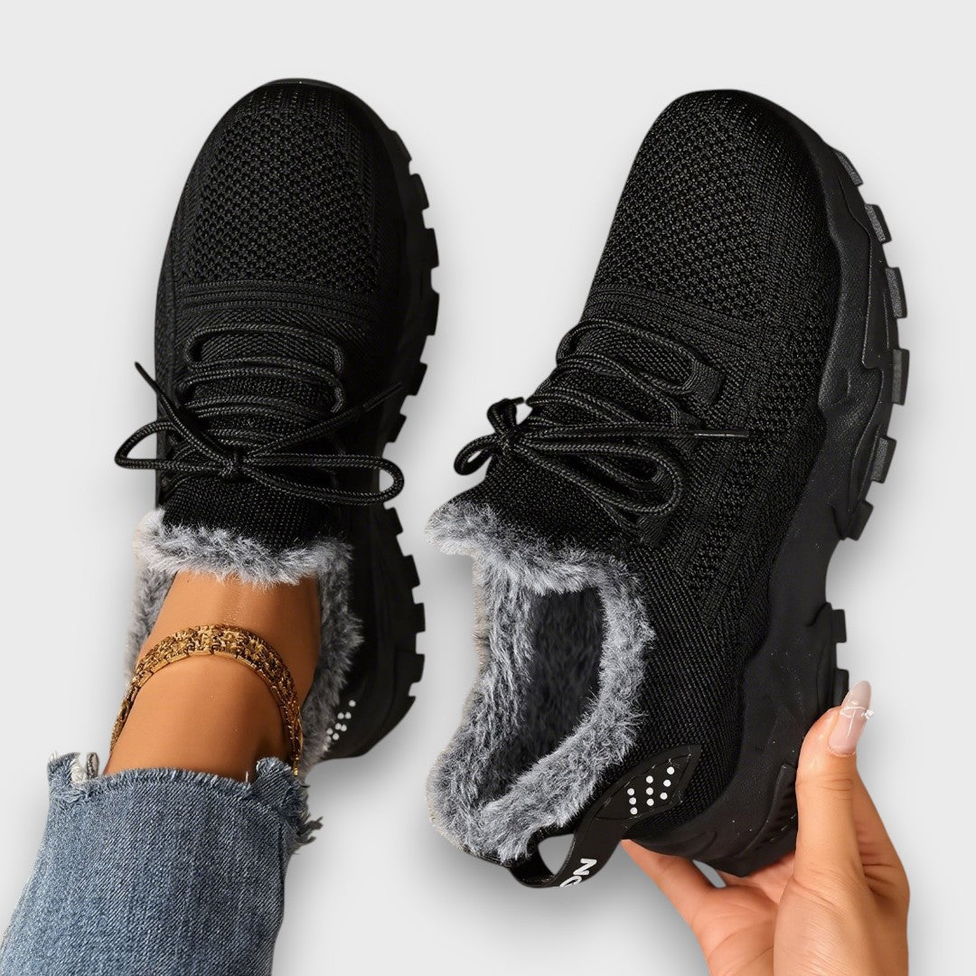 Cozette | Dames winter sneakers met pluche voering en vetersluiting – Warme casual outdoorschoenen