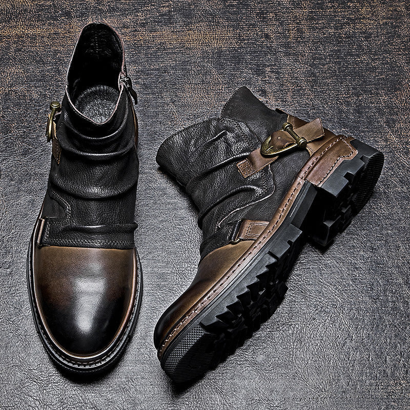 StoneHawk | Robuste Motorradstiefel für Herren, Lederstiefel, strapazierfähig, für Outdoor und Freizeit