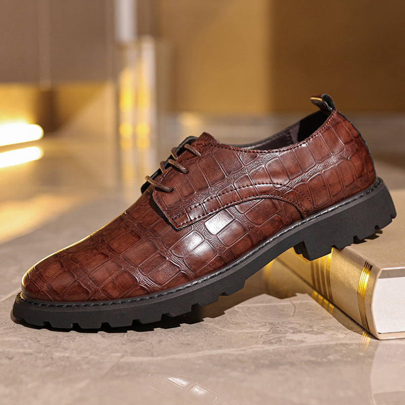 Croxen | Chaussures en cuir pour hommes - Modèle crocodile, chaussures habillées pour affaires