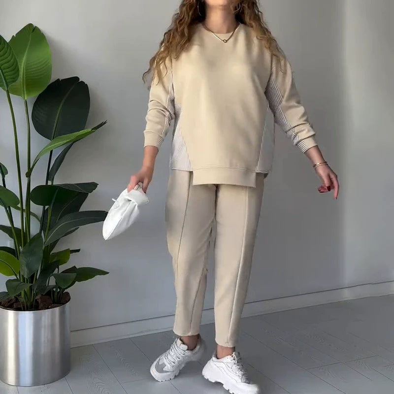 Yvan | Relaxed fit tweedelige set voor dames – top met lange mouwen en broek, casual loungewear