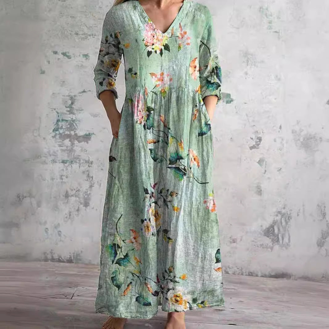 Helyne | Zomerjurk met bloemenprint voor dames – Elegante, soepel vallende zomerjurk