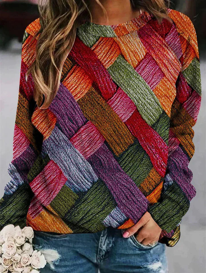 Mira | Farbenfroher Damenpullover mit Muster – Einzigartiger bedruckter Pullover, lässige, bequeme Passform