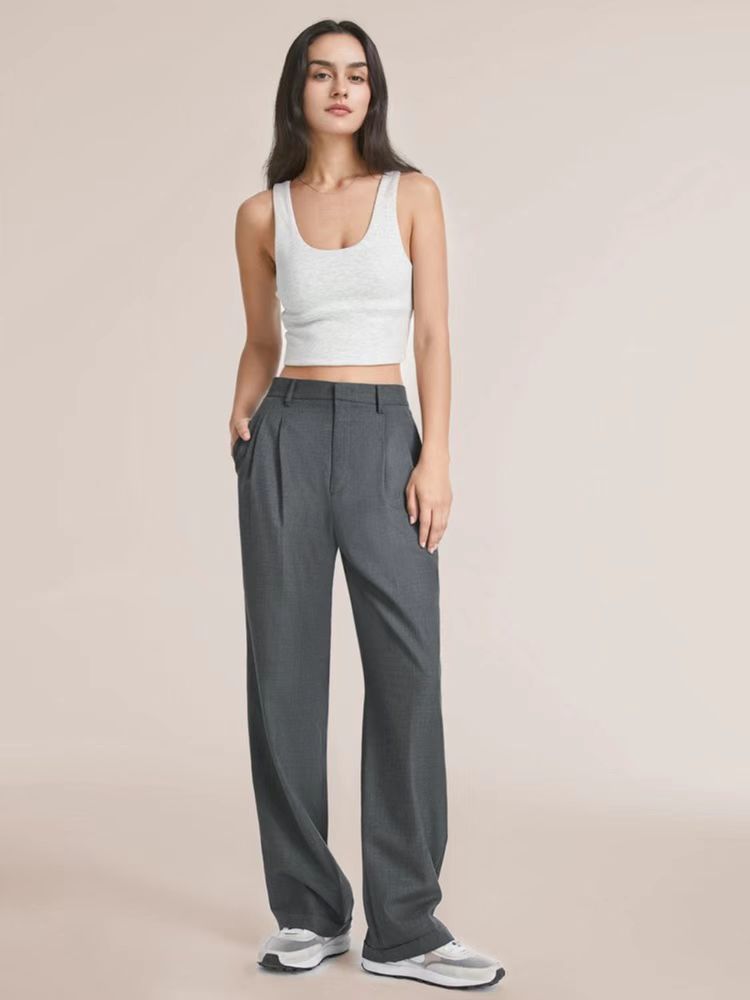 Zira | Dames wijde broek van wafelkatoen – hoge taille elastische lounge broek