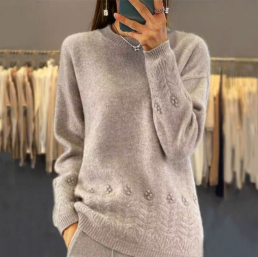Darcelle | Weicher Strickpullover für Damen – lange Ärmel, Rundhalsausschnitt, eleganter Herbst- und Winterpullover