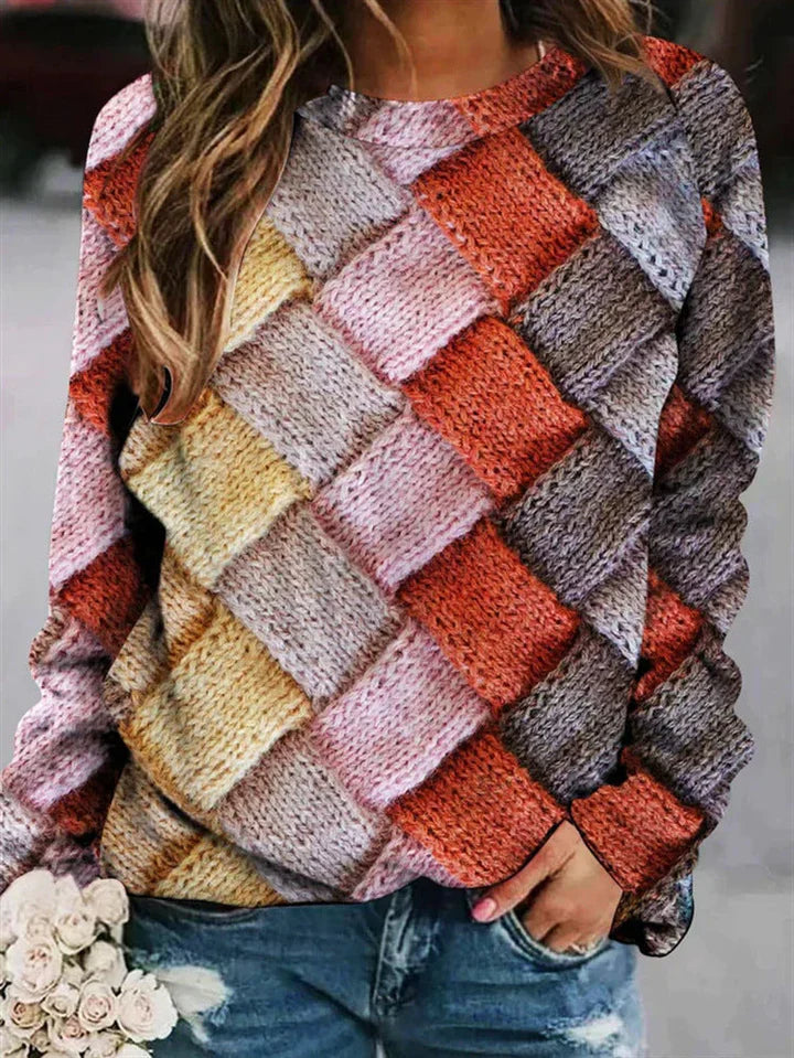 Mira | Farbenfroher Damenpullover mit Muster – Einzigartiger bedruckter Pullover, lässige, bequeme Passform