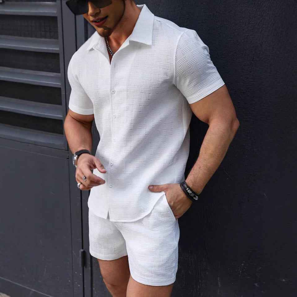 Elyon | Heren slim-fit poloshirt & short set – ademend, luxe zomerse casual outfit