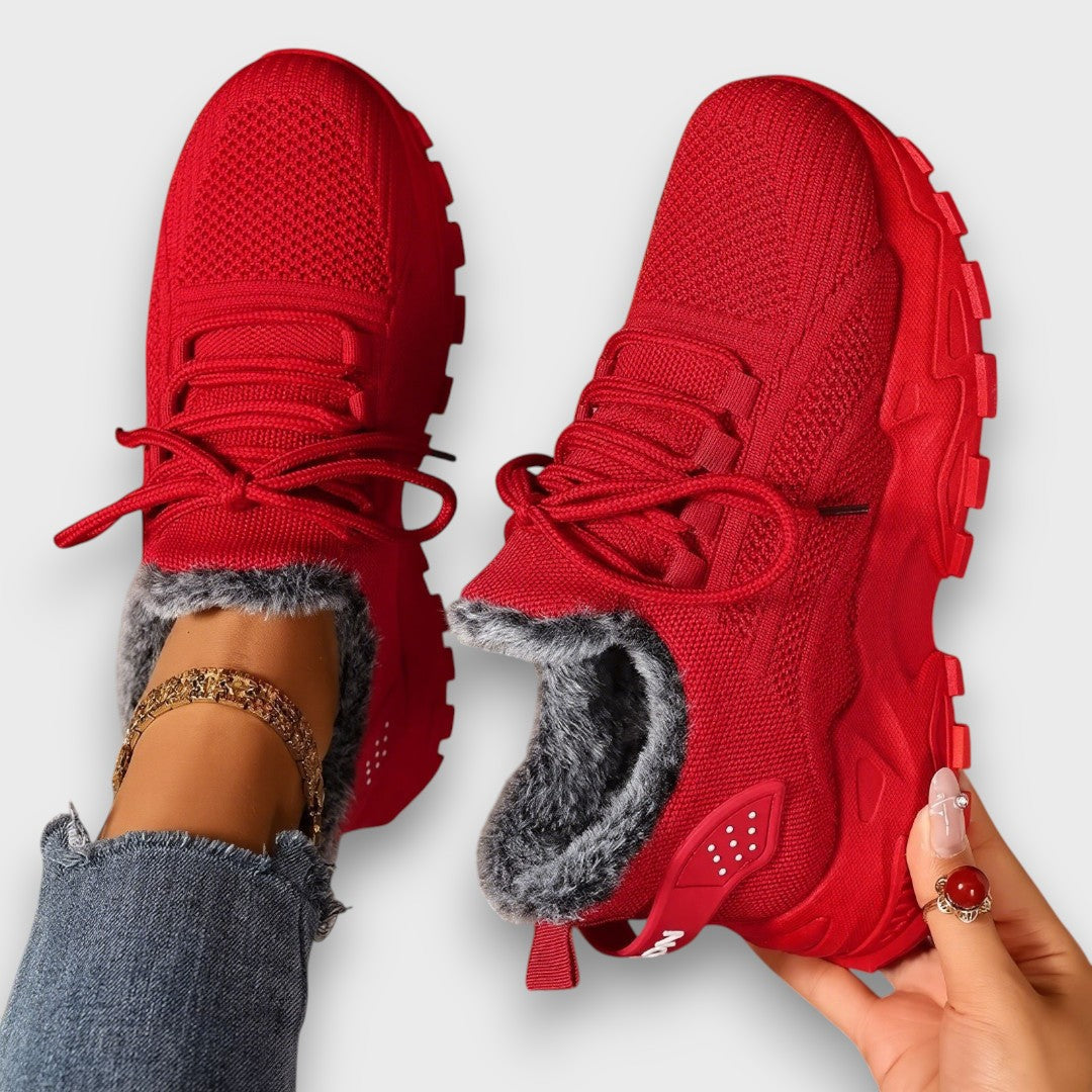 Cozette | Dames winter sneakers met pluche voering en vetersluiting – Warme casual outdoorschoenen