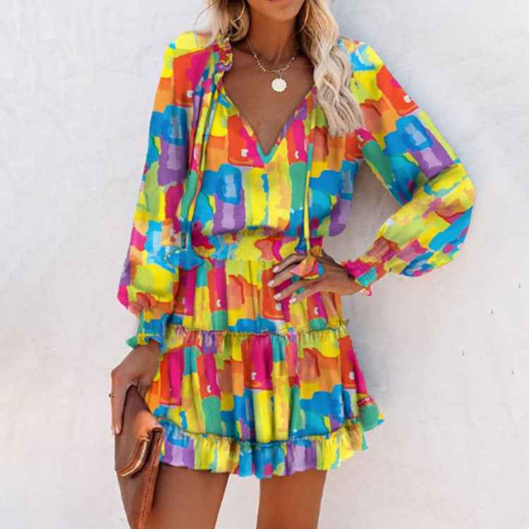 Naila | Vrolijke Bloemen Mini Jurk voor Dames – Chic Zomer, Casual & Party Stijl
