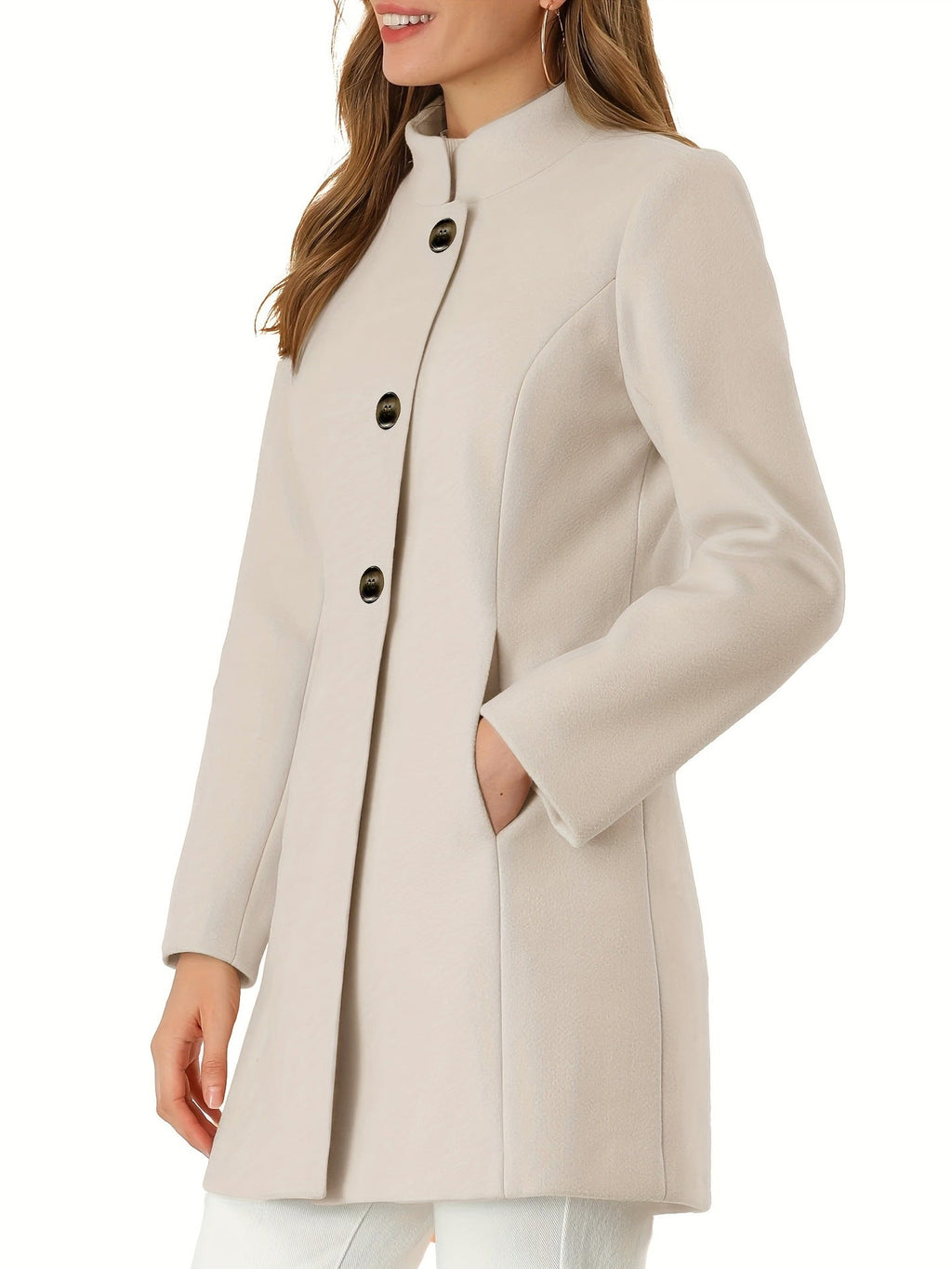 Talyra | Manteau d'hiver élégant pour femme – fermeture boutonnée classique, poches stylées et fonctionnelles