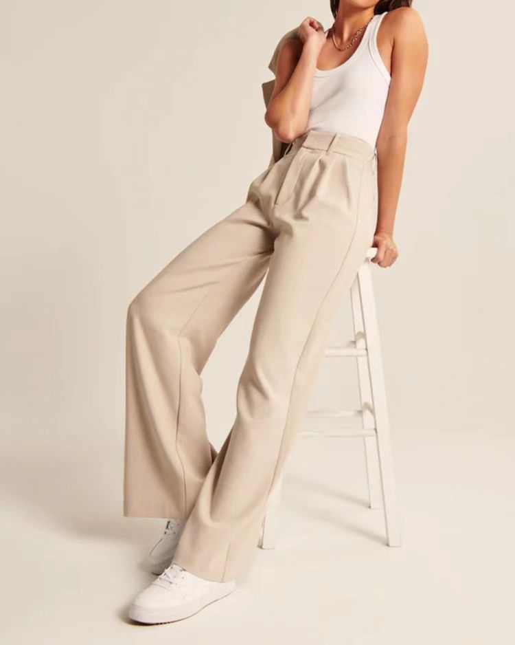 Zira | Dames wijde broek van wafelkatoen – hoge taille elastische lounge broek
