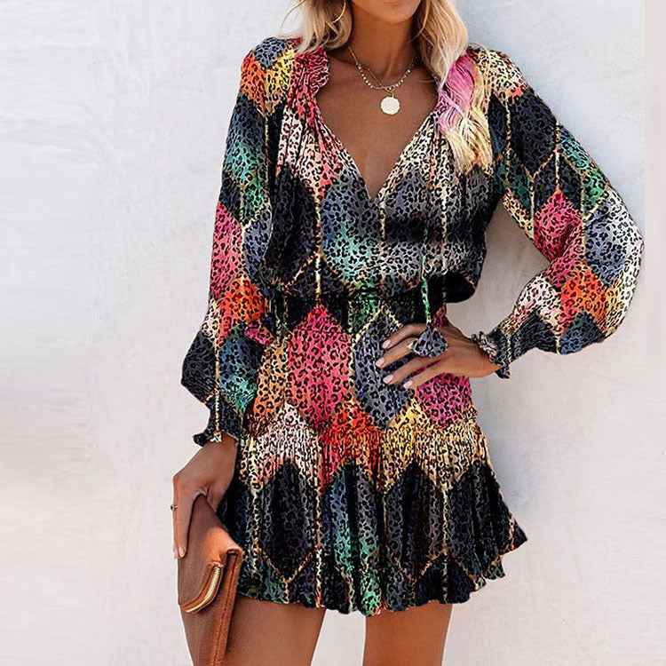 Naila | Vrolijke Bloemen Mini Jurk voor Dames – Chic Zomer, Casual & Party Stijl