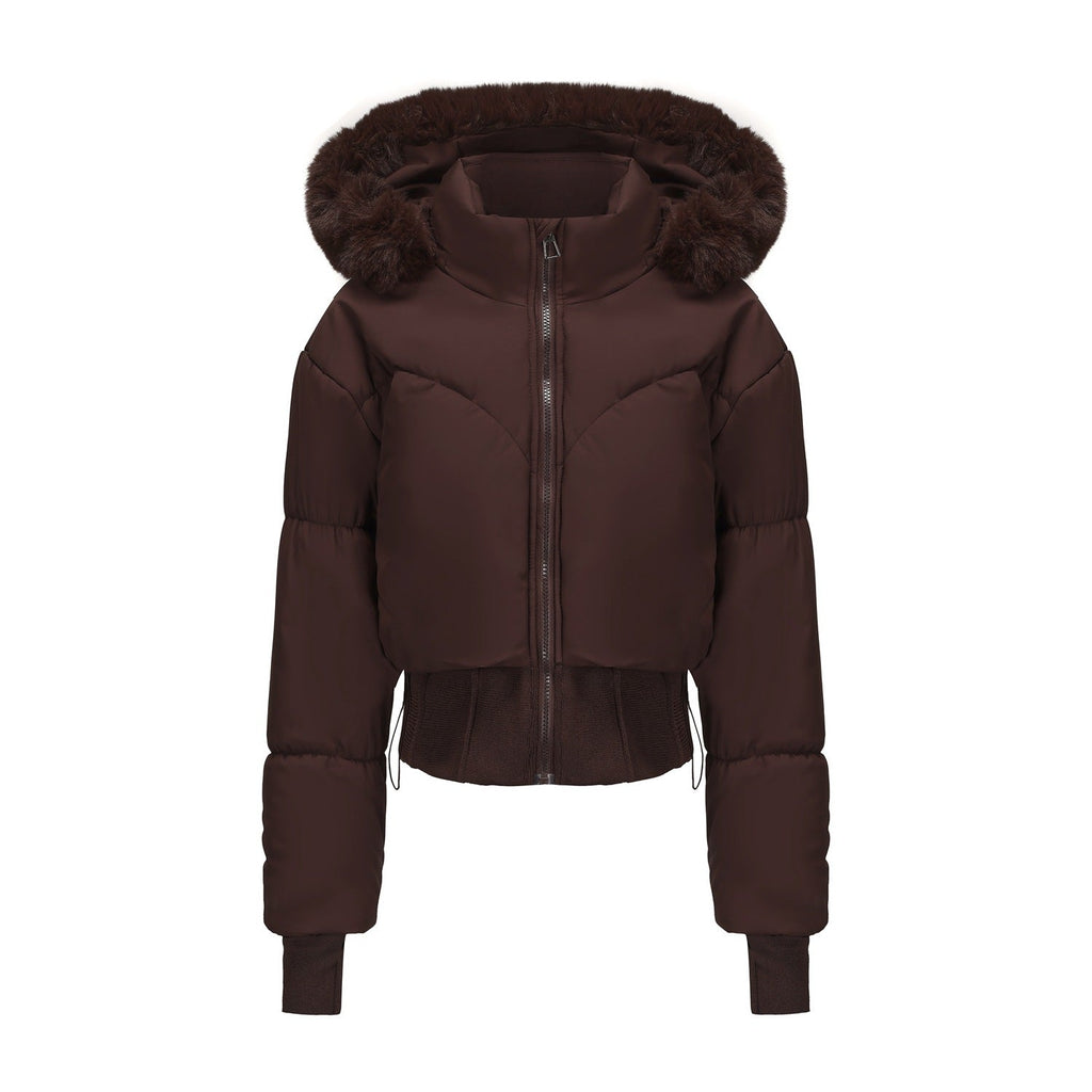 Zalira | Dames cropped donsjack – Lichtgewicht, waterafstotend, afneembare capuchon met nepbont, modieuze winterjas