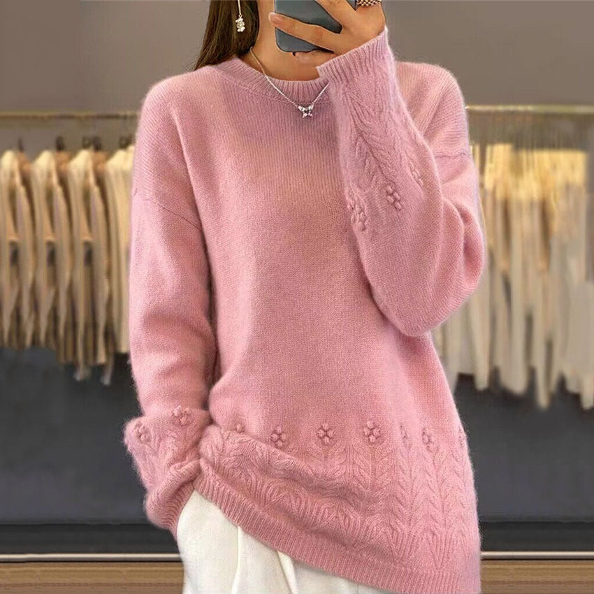 Darcelle | Weicher Strickpullover für Damen – lange Ärmel, Rundhalsausschnitt, eleganter Herbst- und Winterpullover
