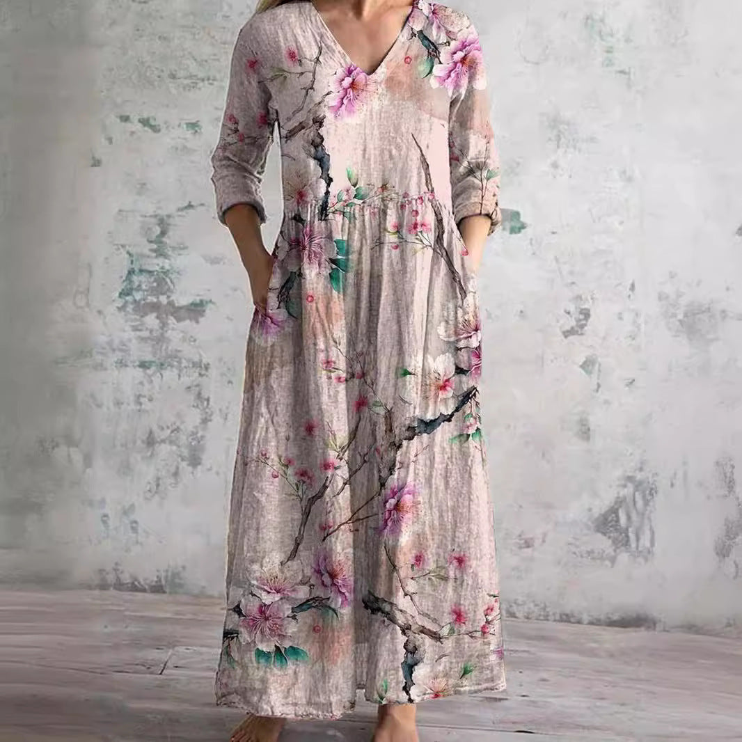 Helyne | Zomerjurk met bloemenprint voor dames – Elegante, soepel vallende zomerjurk