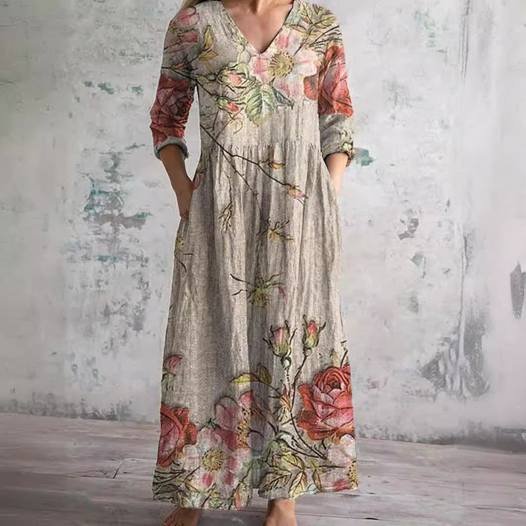 Helyne | Zomerjurk met bloemenprint voor dames – Elegante, soepel vallende zomerjurk