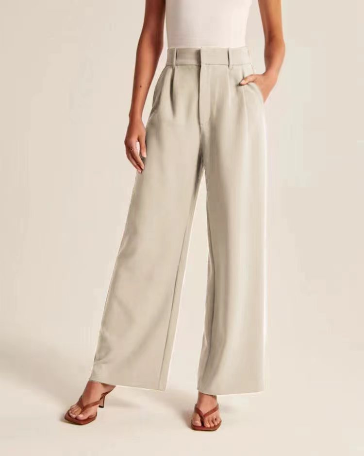 Zira | Dames wijde broek van wafelkatoen – hoge taille elastische lounge broek