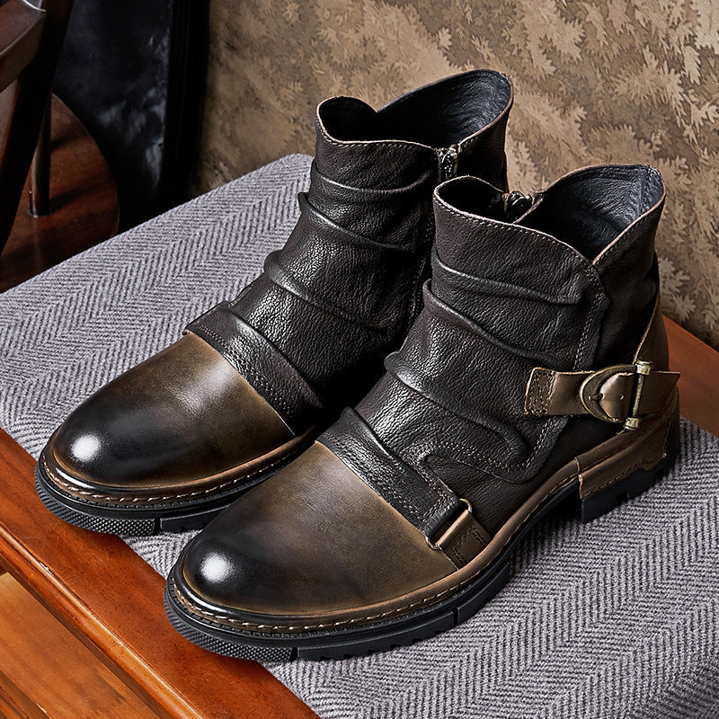 StoneHawk | Robuste Motorradstiefel für Herren, Lederstiefel, strapazierfähig, für Outdoor und Freizeit