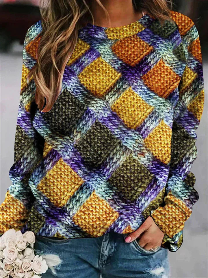 Mira | Farbenfroher Damenpullover mit Muster – Einzigartiger bedruckter Pullover, lässige, bequeme Passform
