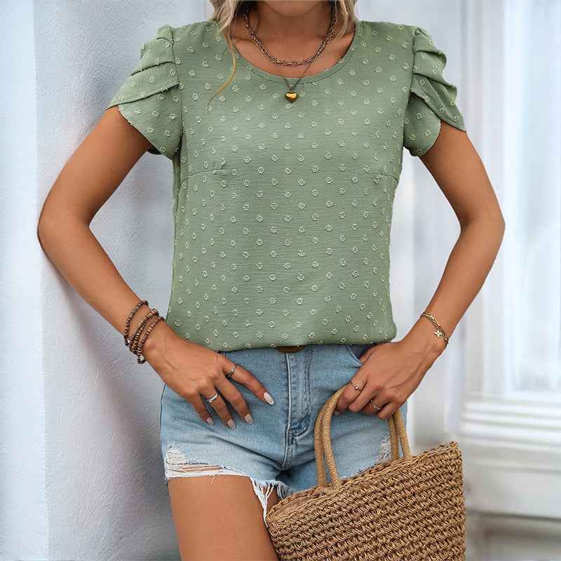 Arinya | Damesblouse met relaxte pasvorm – Top met lange mouwen en plooien