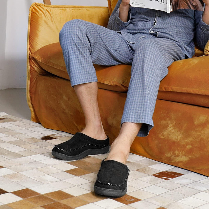 Comfrox | Warm gefütterte Herrenhausschuhe, bequeme Hausschuhe, kuschelige Schuhe für Herbst und Winter