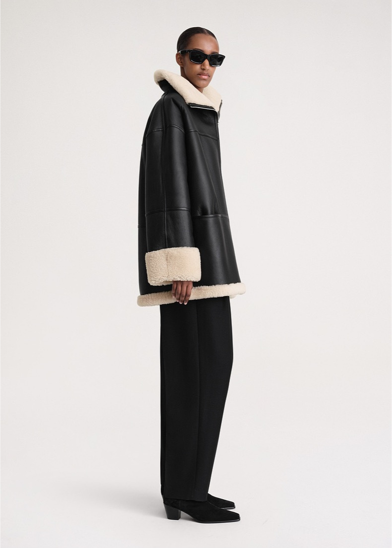 Delyraella | Veste en cuir oversize pour femme – Manteau d'hiver chaud doublé polaire, vêtement d'extérieur chic et décontracté