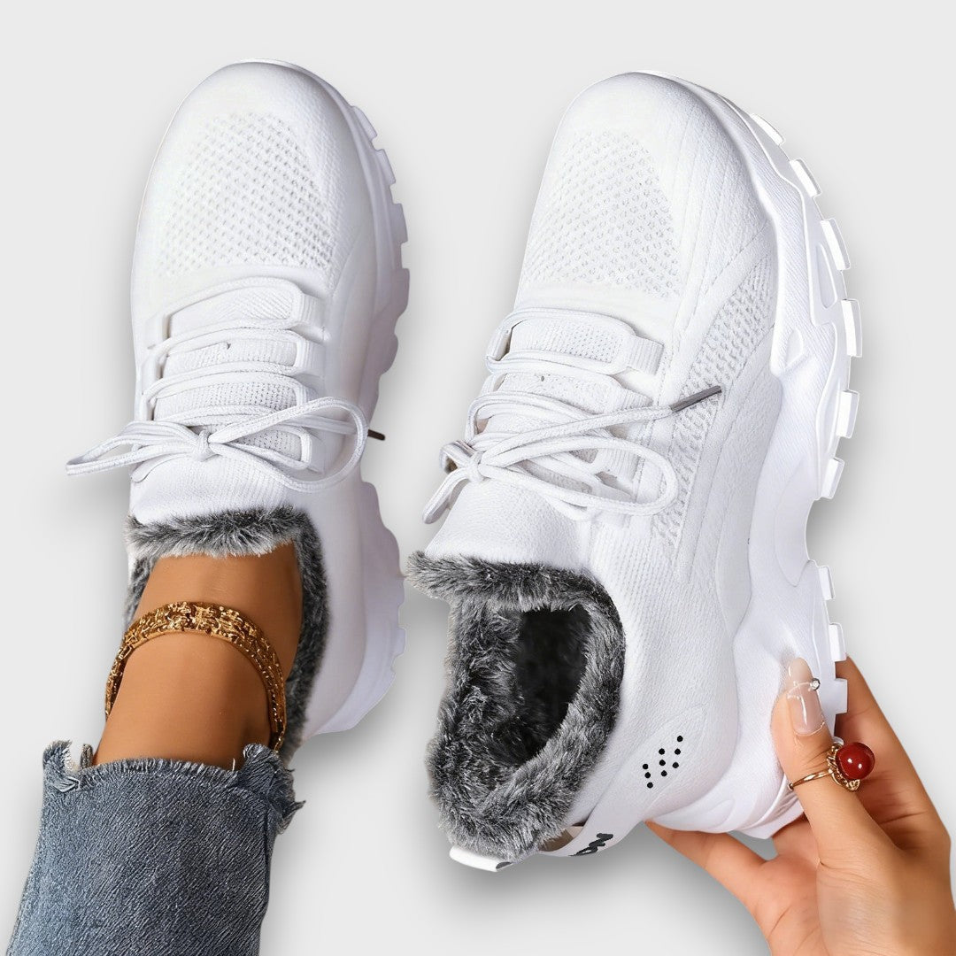 Cozette | Dames winter sneakers met pluche voering en vetersluiting – Warme casual outdoorschoenen