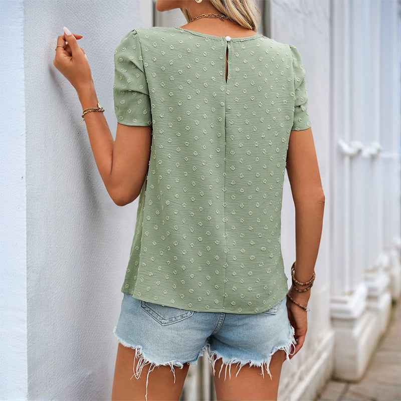 Arinya | Damesblouse met relaxte pasvorm – Top met lange mouwen en plooien