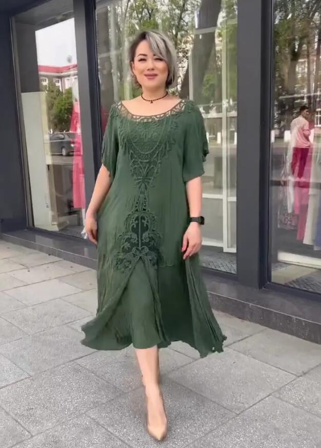 Fylia | Klassieke zomerjurk voor dames – comfortabele lichtgewicht casual midi-jurk