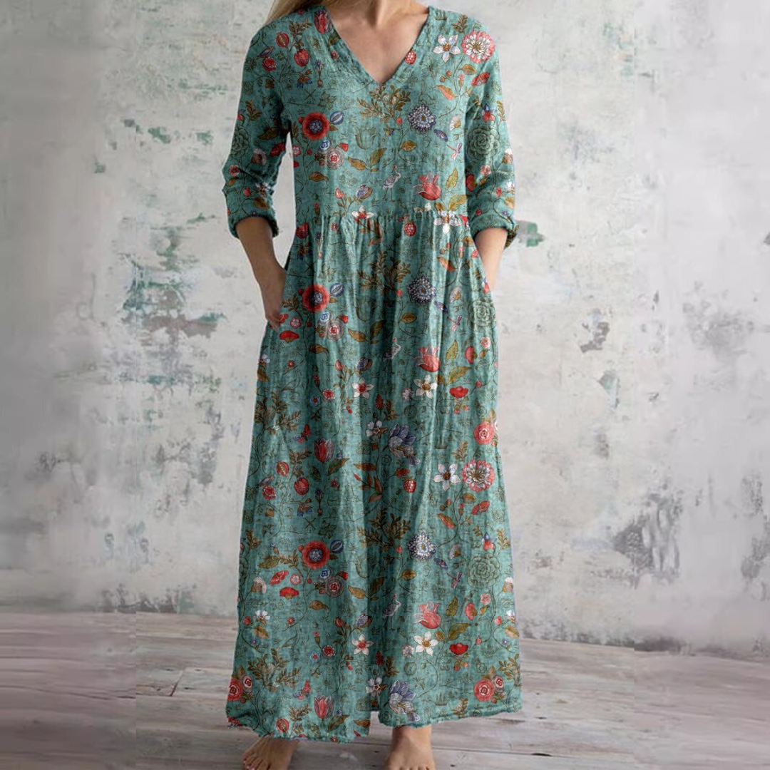 Helyne | Zomerjurk met bloemenprint voor dames – Elegante, soepel vallende zomerjurk