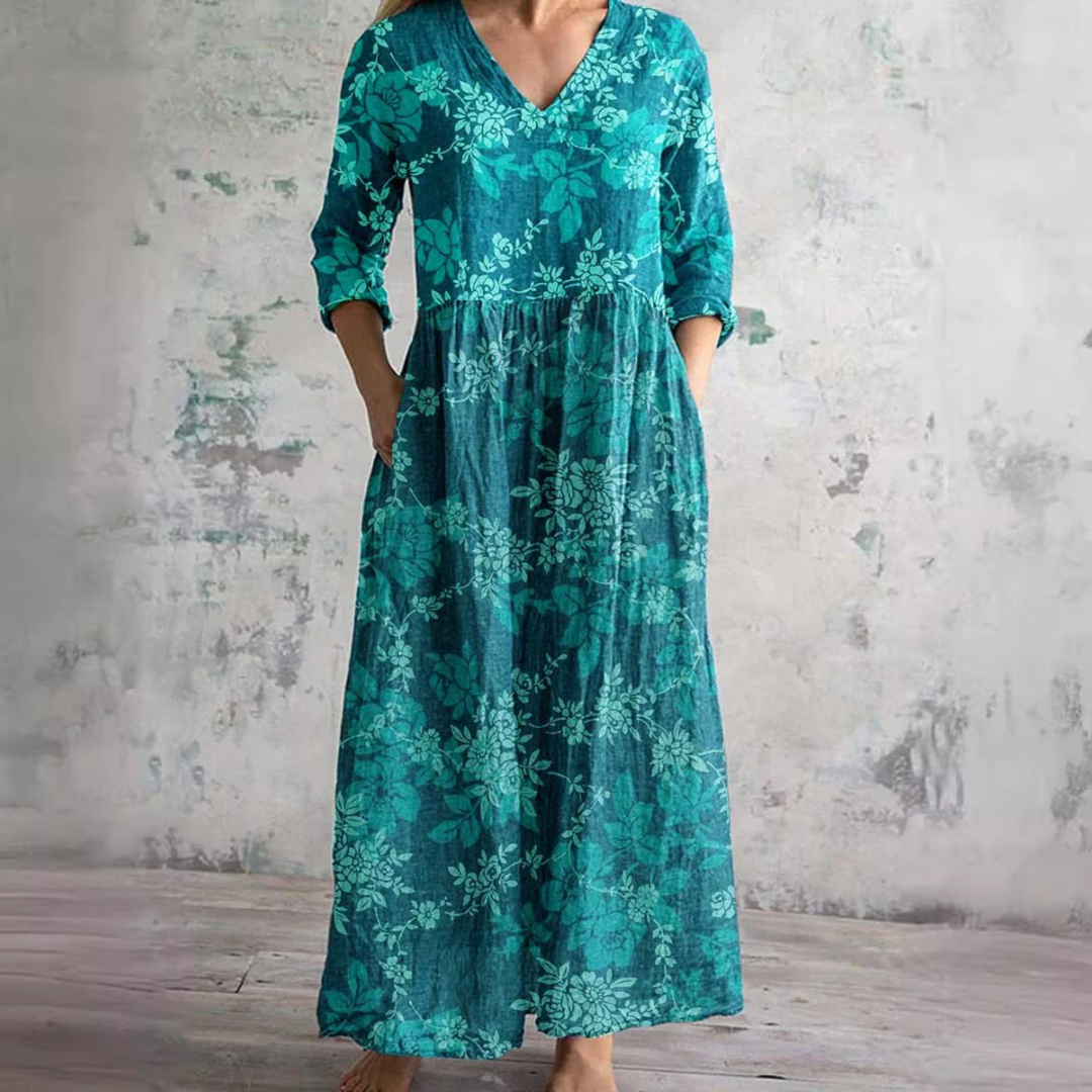 Helyne | Zomerjurk met bloemenprint voor dames – Elegante, soepel vallende zomerjurk