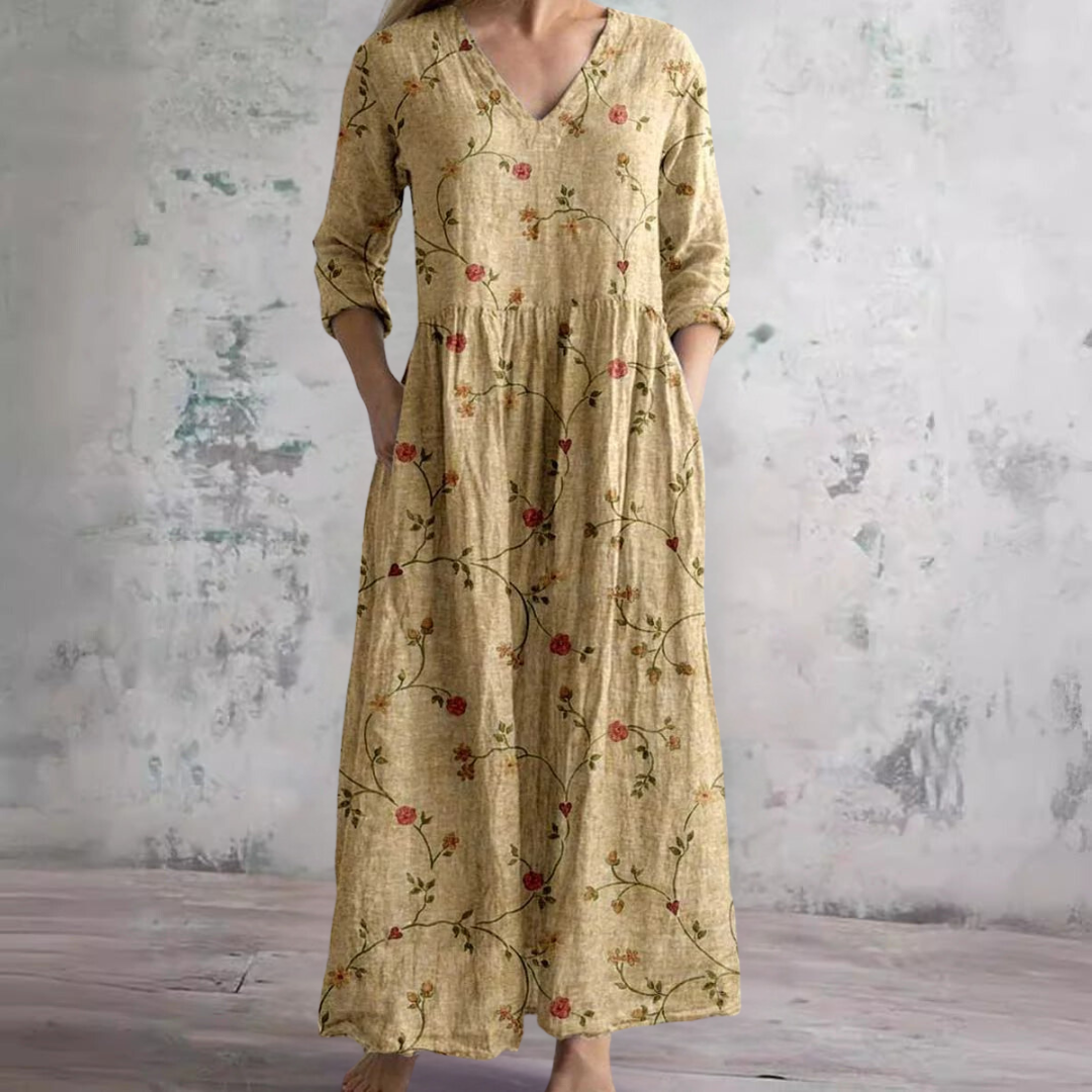 Helyne | Zomerjurk met bloemenprint voor dames – Elegante, soepel vallende zomerjurk