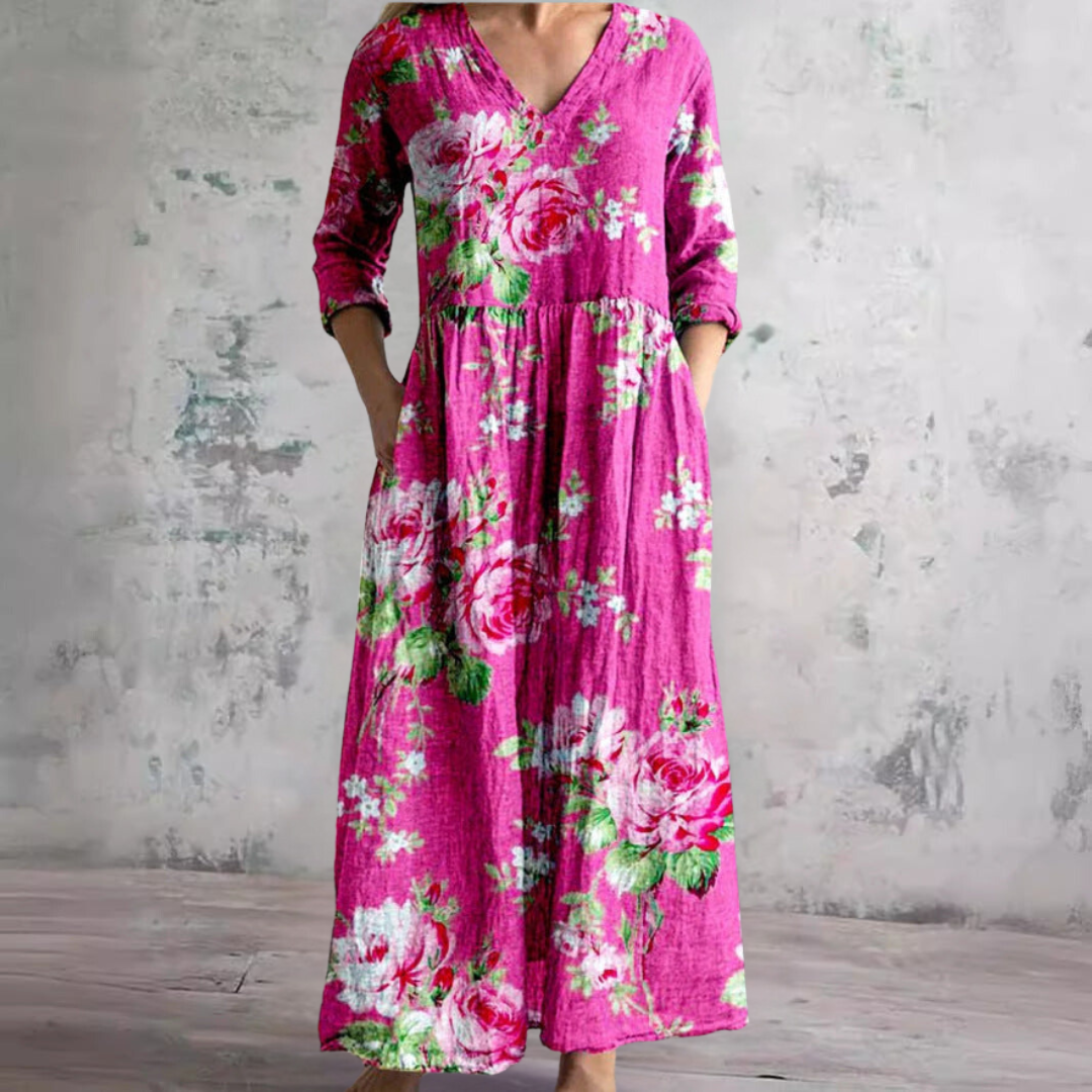 Helyne | Zomerjurk met bloemenprint voor dames – Elegante, soepel vallende zomerjurk