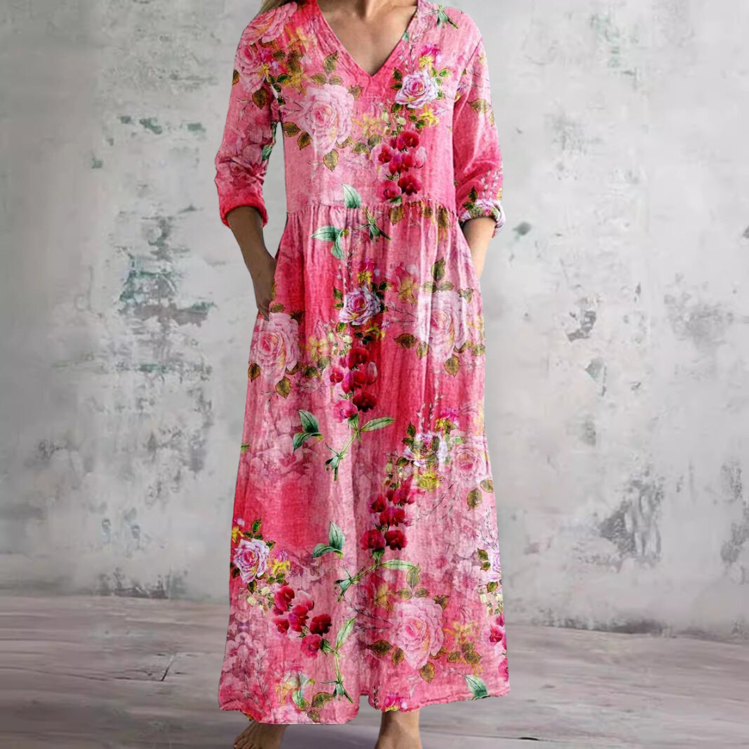 Helyne | Zomerjurk met bloemenprint voor dames – Elegante, soepel vallende zomerjurk