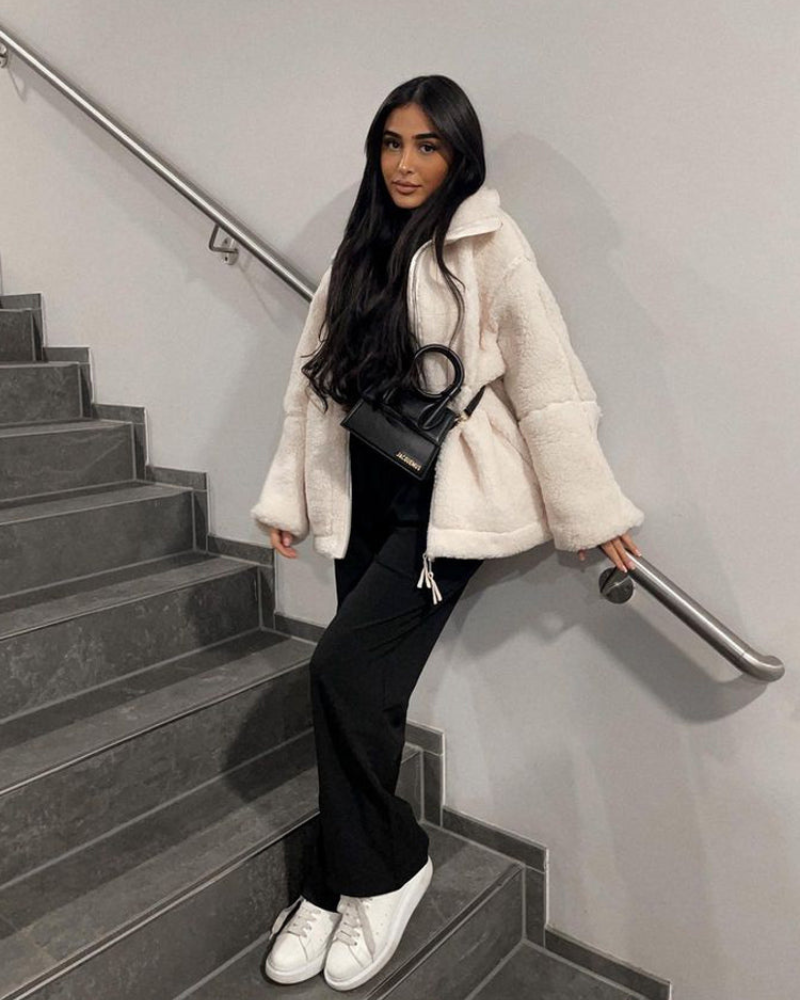 Ensellia | Teddyjas voor dames – Warme, chique en comfortabele winterjas met volledige ritssluiting