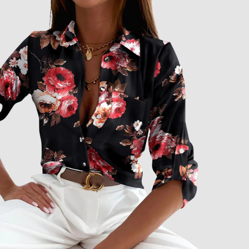 Aelosa | Stijlvolle damesblouse – Casual top met lange mouwen en zakken aan de voorkant