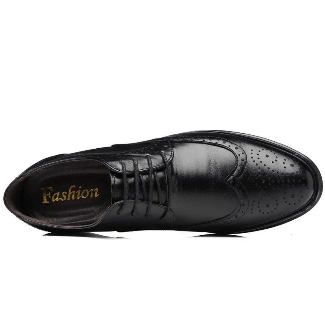 PrestigeStep | Chaussures habillées Oxford Brogue classiques pour hommes - Chaussures formelles à lacets et bout golf