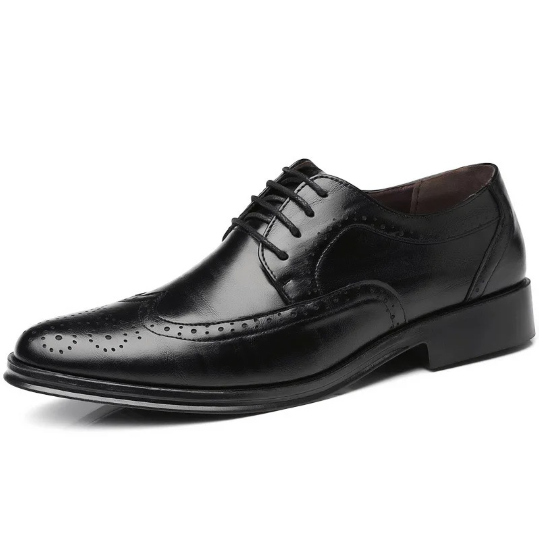 PrestigeStep | Chaussures habillées Oxford Brogue classiques pour hommes - Chaussures formelles à lacets et bout golf