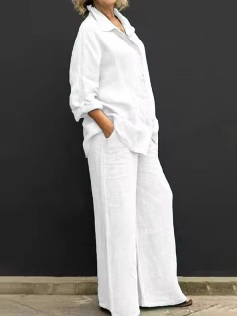 Felyn | Casual linnen set – Vintage zomerse outfit voor dames met losse pasvorm