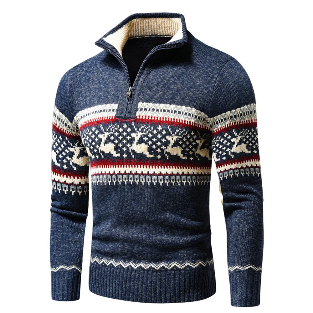 Thaddeus | Pull chaud pour homme avec demi-zip, col montant, maille douillette pour temps froid