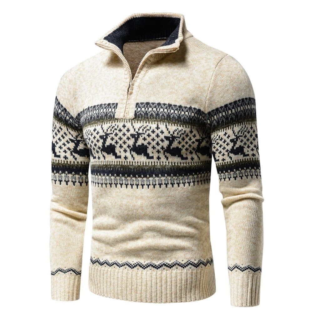 Thaddeus | Pull chaud pour homme avec demi-zip, col montant, maille douillette pour temps froid