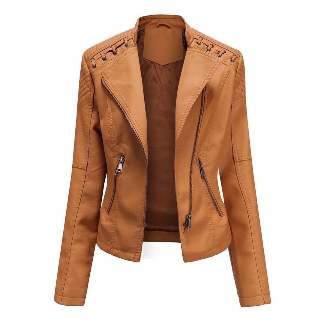 Florenza | Veste de moto en cuir pour femme – Veste de moto élégante à fermeture éclair, vêtement d'extérieur léger et décontracté