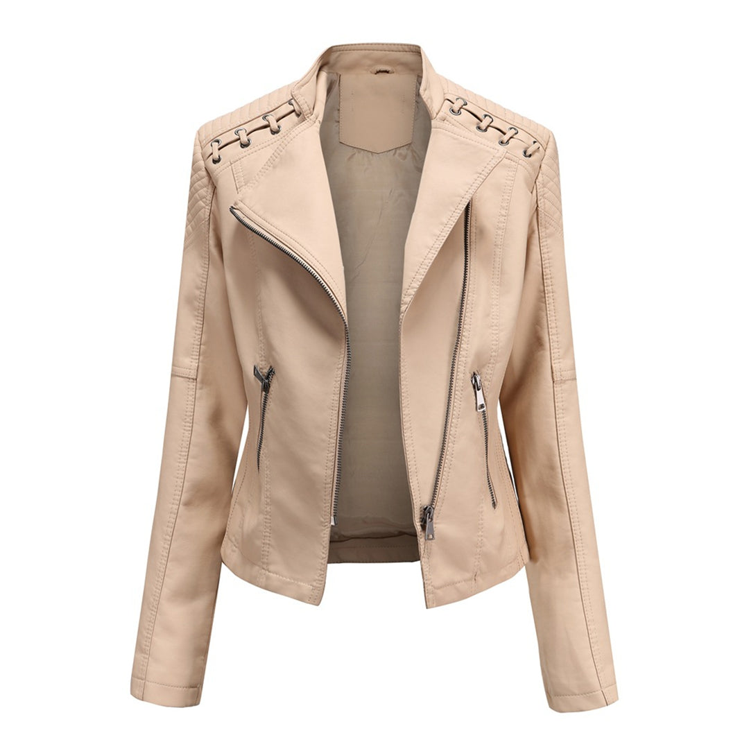 Florenza | Veste de moto en cuir pour femme – Veste de moto élégante à fermeture éclair, vêtement d'extérieur léger et décontracté