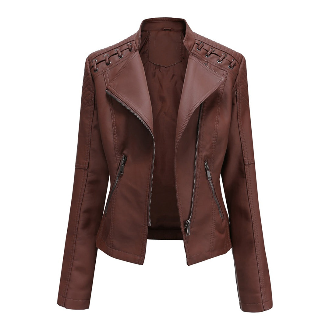 Florenza | Veste de moto en cuir pour femme – Veste de moto élégante à fermeture éclair, vêtement d'extérieur léger et décontracté