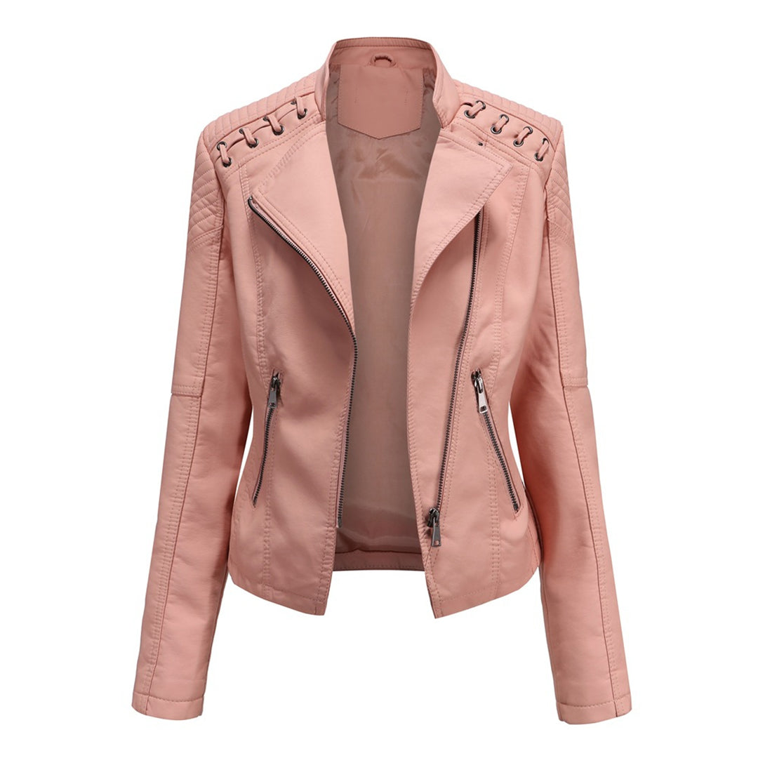 Florenza | Veste de moto en cuir pour femme – Veste de moto élégante à fermeture éclair, vêtement d'extérieur léger et décontracté