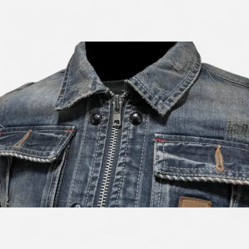 Jaxor | Retro denimjas voor heren – Klassieke spijkerjas met knopen aan de voorkant
