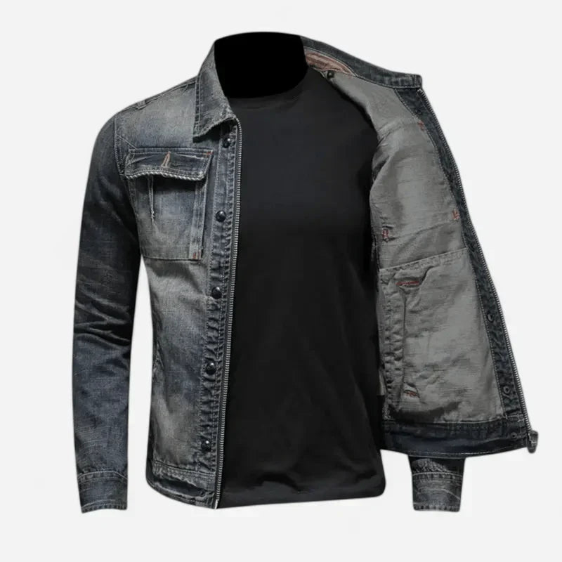 Jaxor | Retro denimjas voor heren – Klassieke spijkerjas met knopen aan de voorkant
