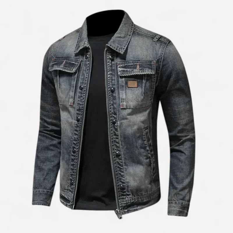 Jaxor | Retro denimjas voor heren – Klassieke spijkerjas met knopen aan de voorkant
