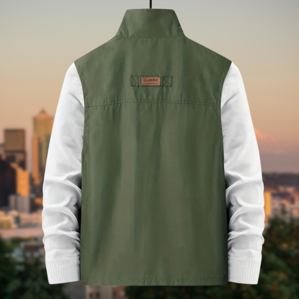 Torsten | Gilet multifonctionnel sans manches à poches multiples pour homme, gilet décontracté d'extérieur
