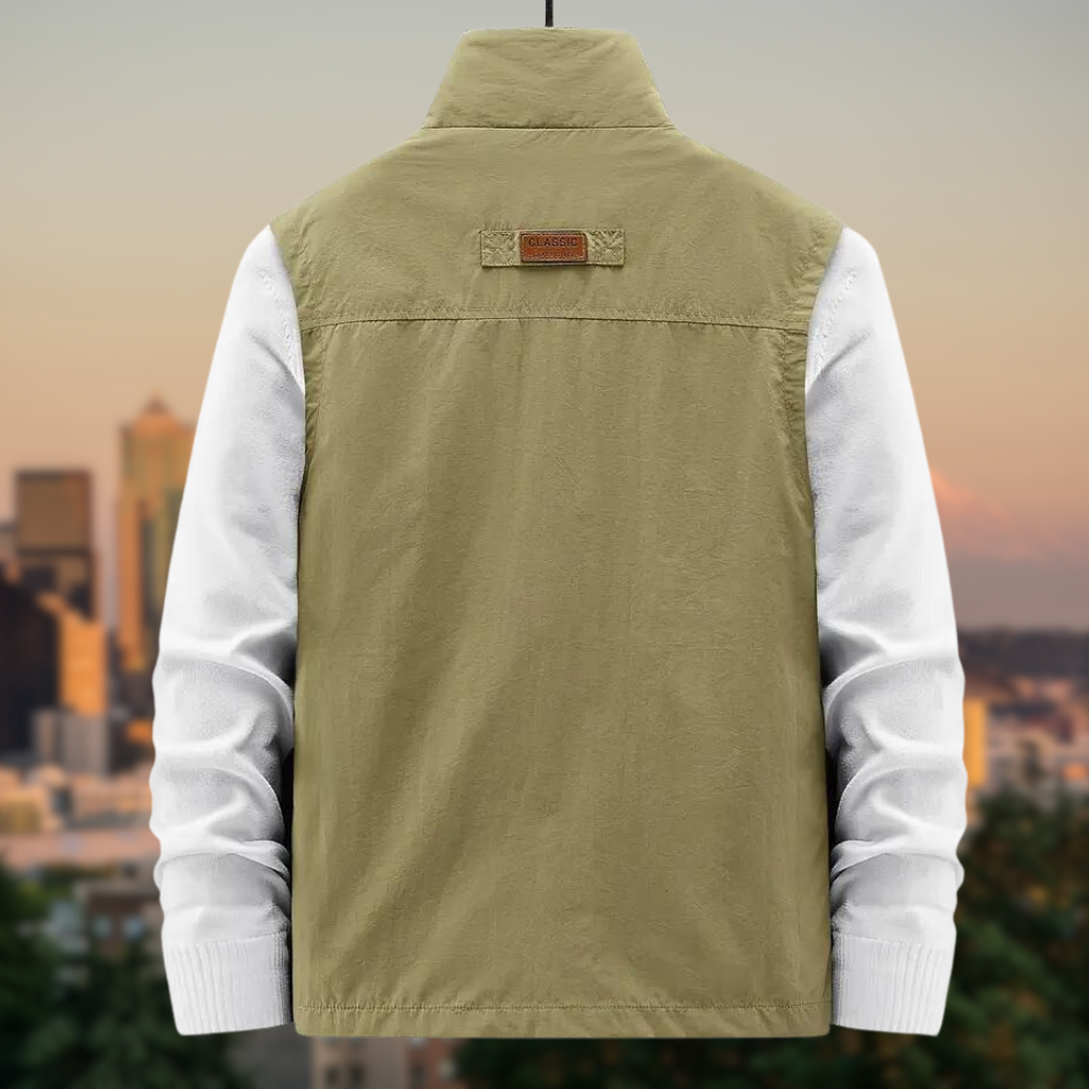 Torsten | Gilet multifonctionnel sans manches à poches multiples pour homme, gilet décontracté d'extérieur